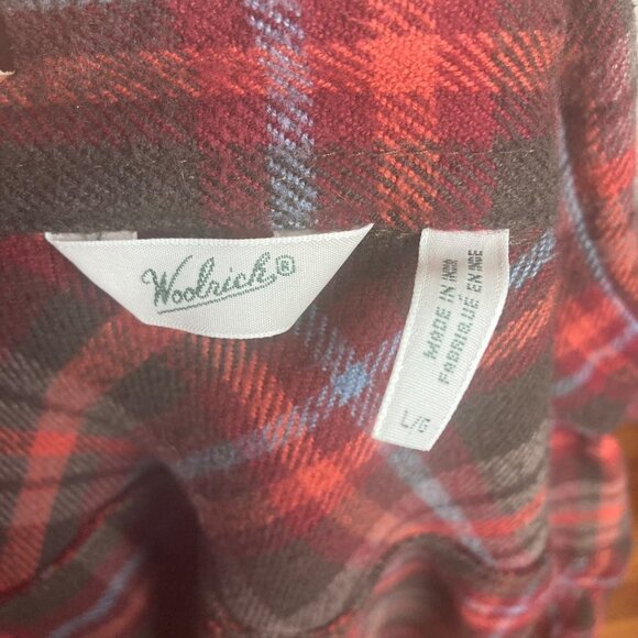 Woolrich Plaid Flannel Top Womens Large Red Plaid Button Front Pockets Shacket - Picture 4 of 8